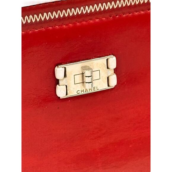 2.55 Long Wallet Distressed Leather Zip Around Purse Authentic In Red - Picture 2 of 14